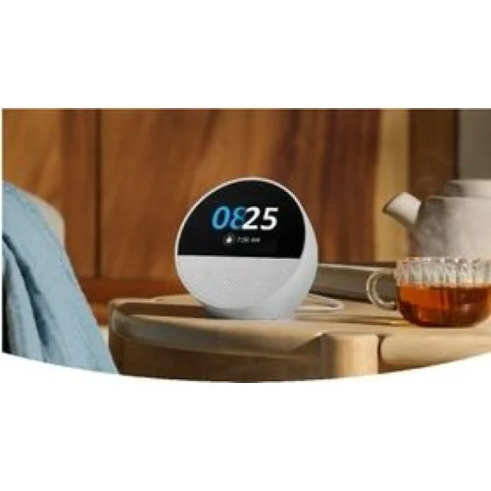 Amazon Echo Spot Smart Alarm Clock With Vibrant Sound + Alexa - Glacier White